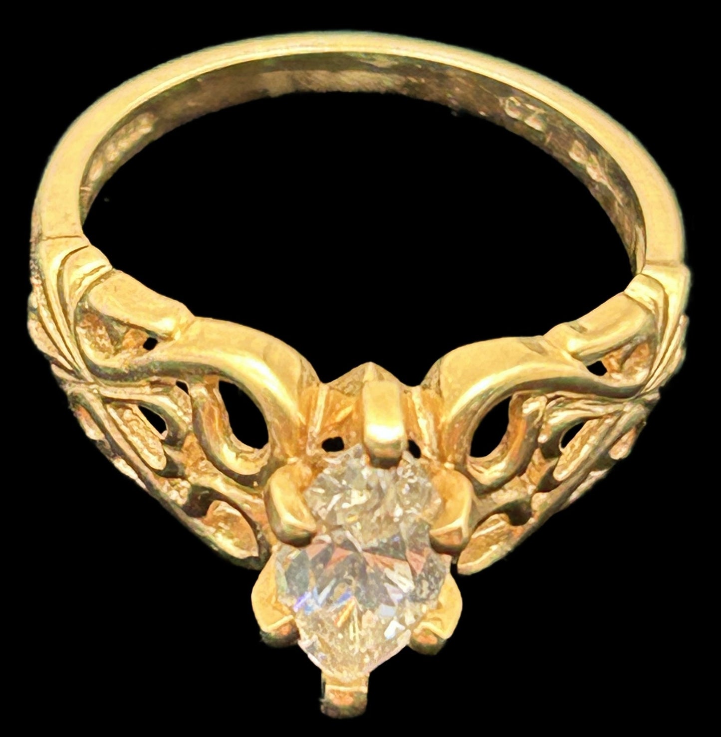 260520-4 Size 6.75 14k YG Filigree CZ Ring