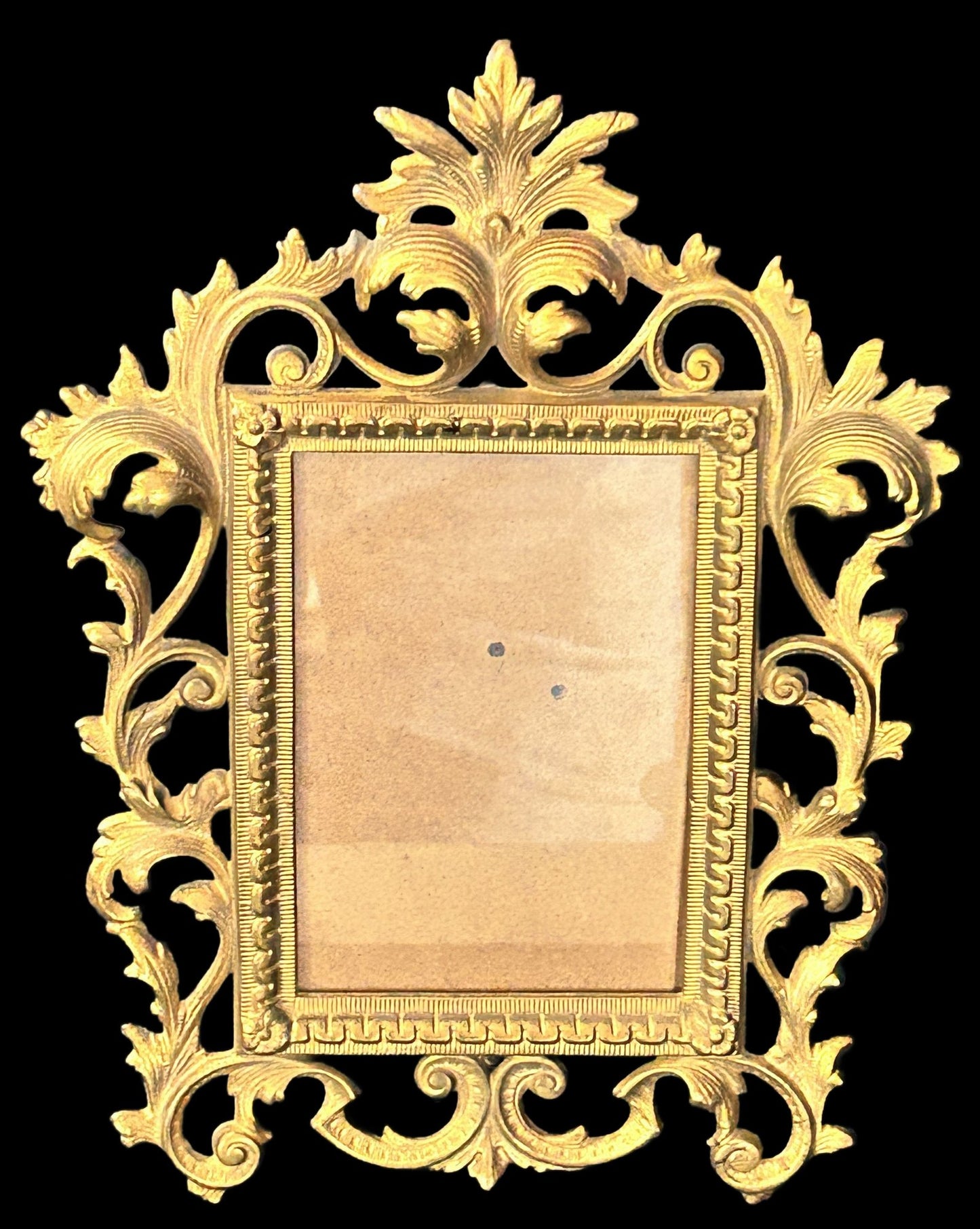 250514-3 Antique B&G Brass Reticulated Picture Frame