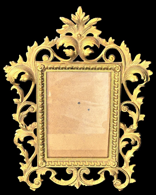 250514-3 Antique B&G Brass Reticulated Picture Frame