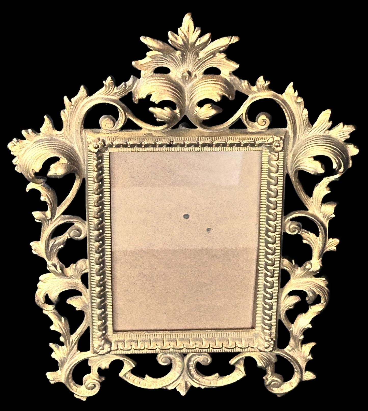 250514-3 Antique B&G Brass Reticulated Picture Frame