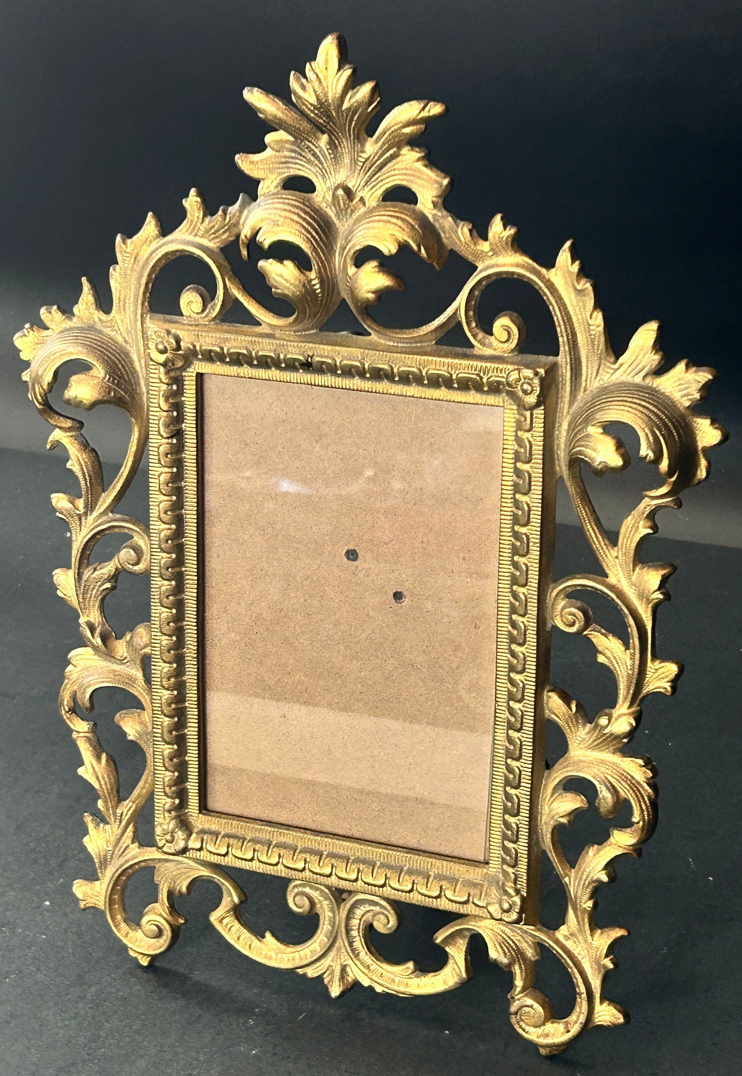 250514-3 Antique B&G Brass Reticulated Picture Frame