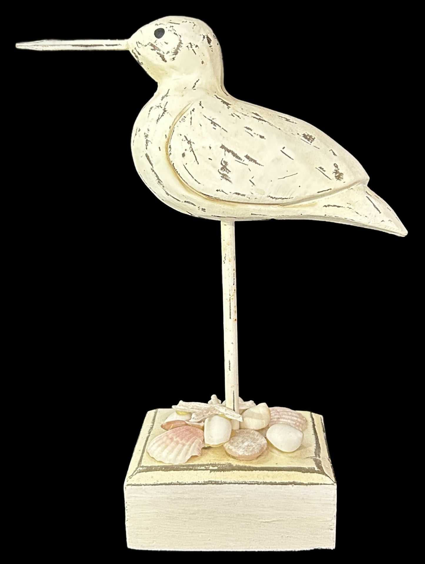 260520-6 Carved 12"h Wooden Shorebird