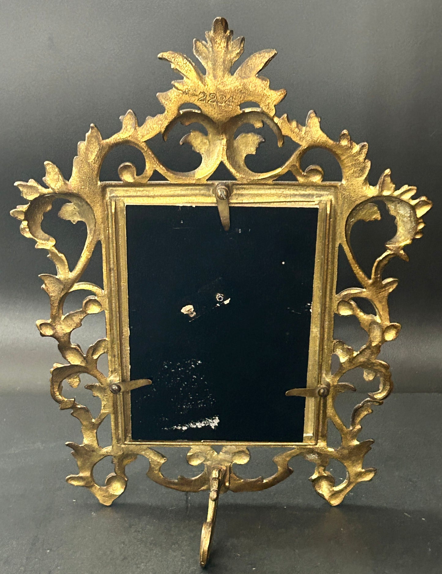 250514-3 Antique B&G Brass Reticulated Picture Frame