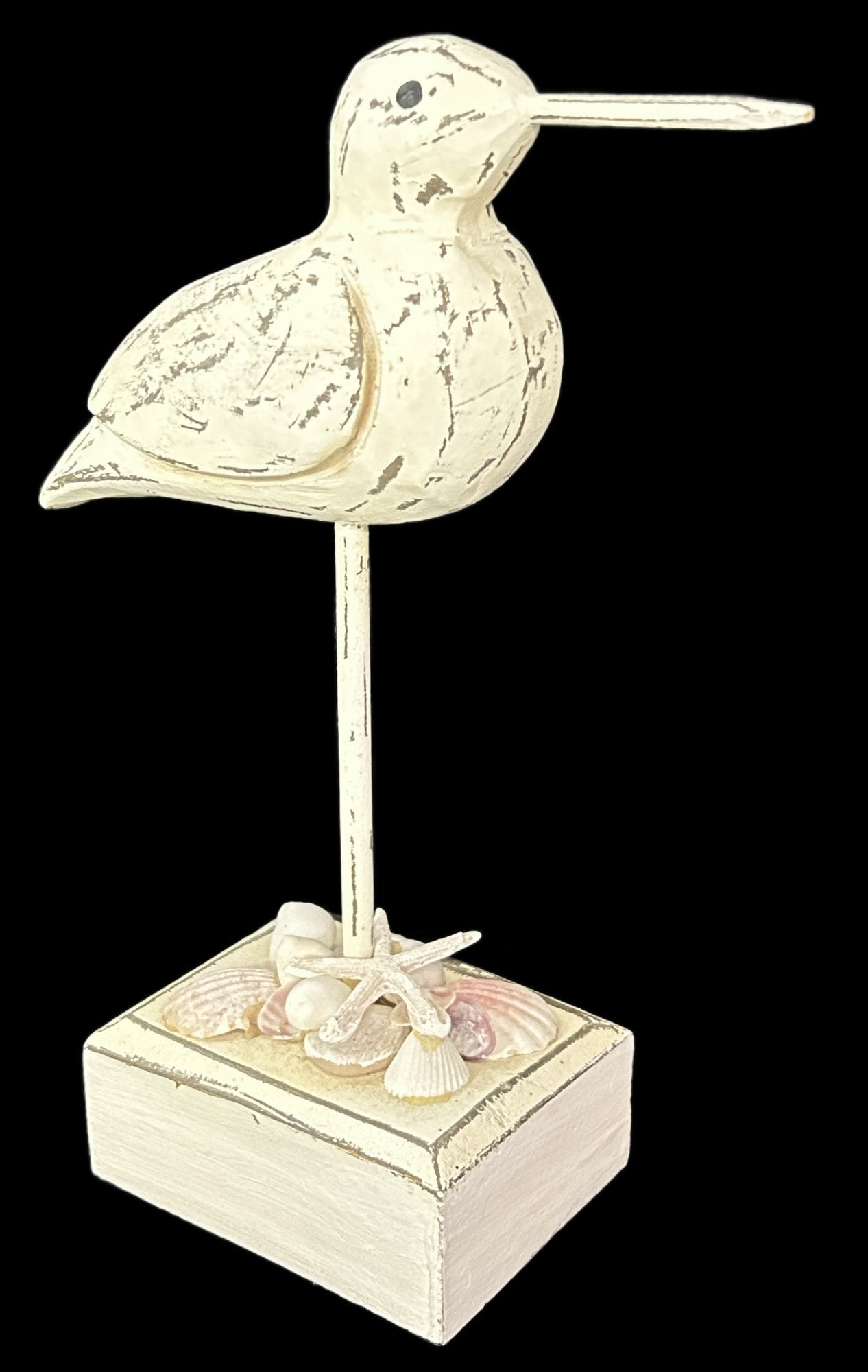 260520-6 Carved 12"h Wooden Shorebird
