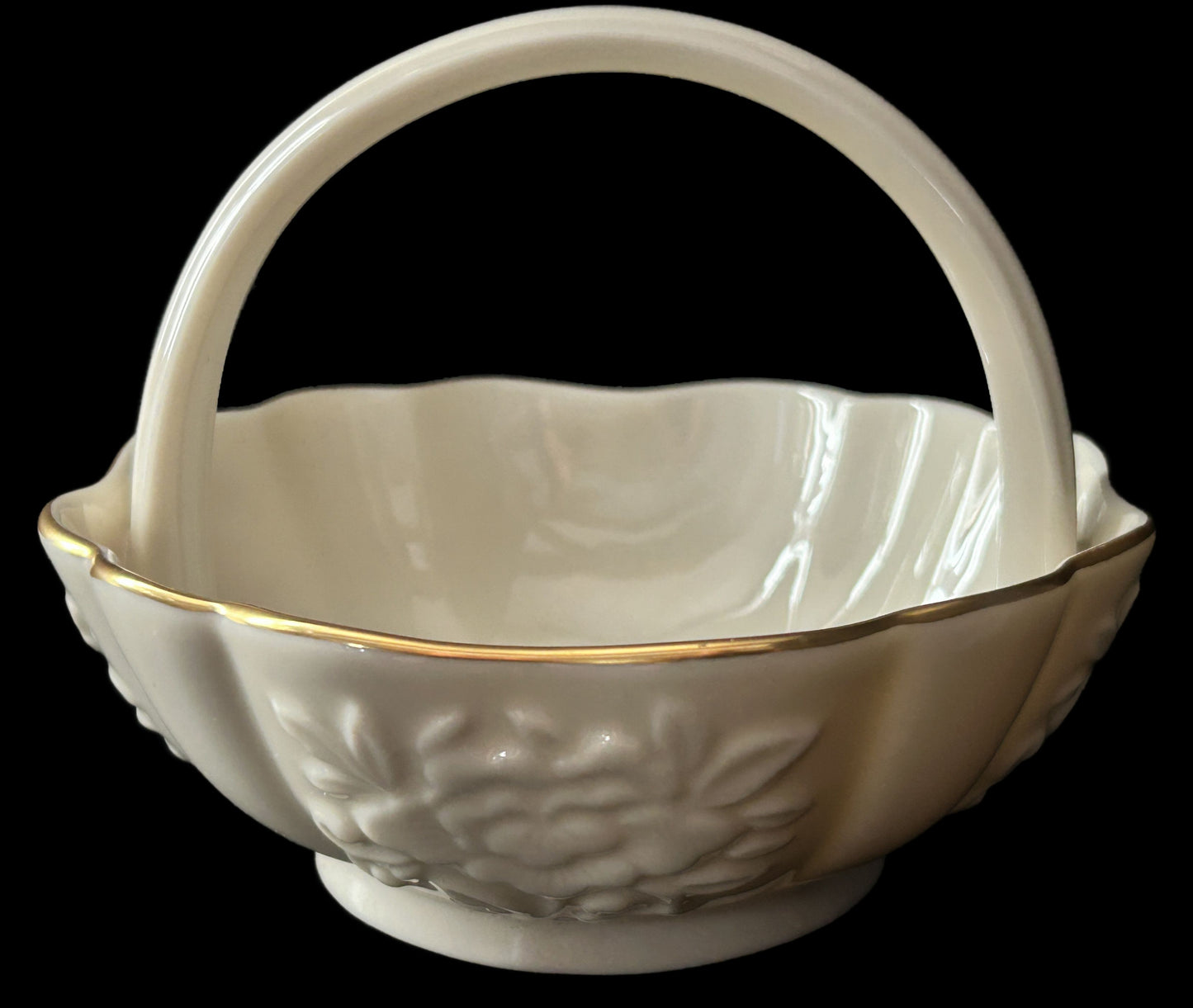 Lenox Ivory Peony Handled Basket