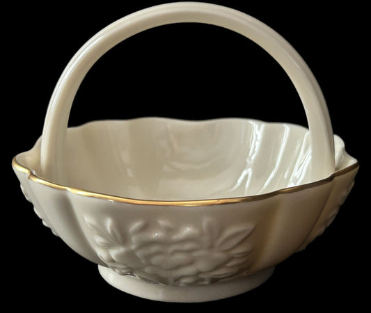 Lenox Ivory Peony Handled Basket
