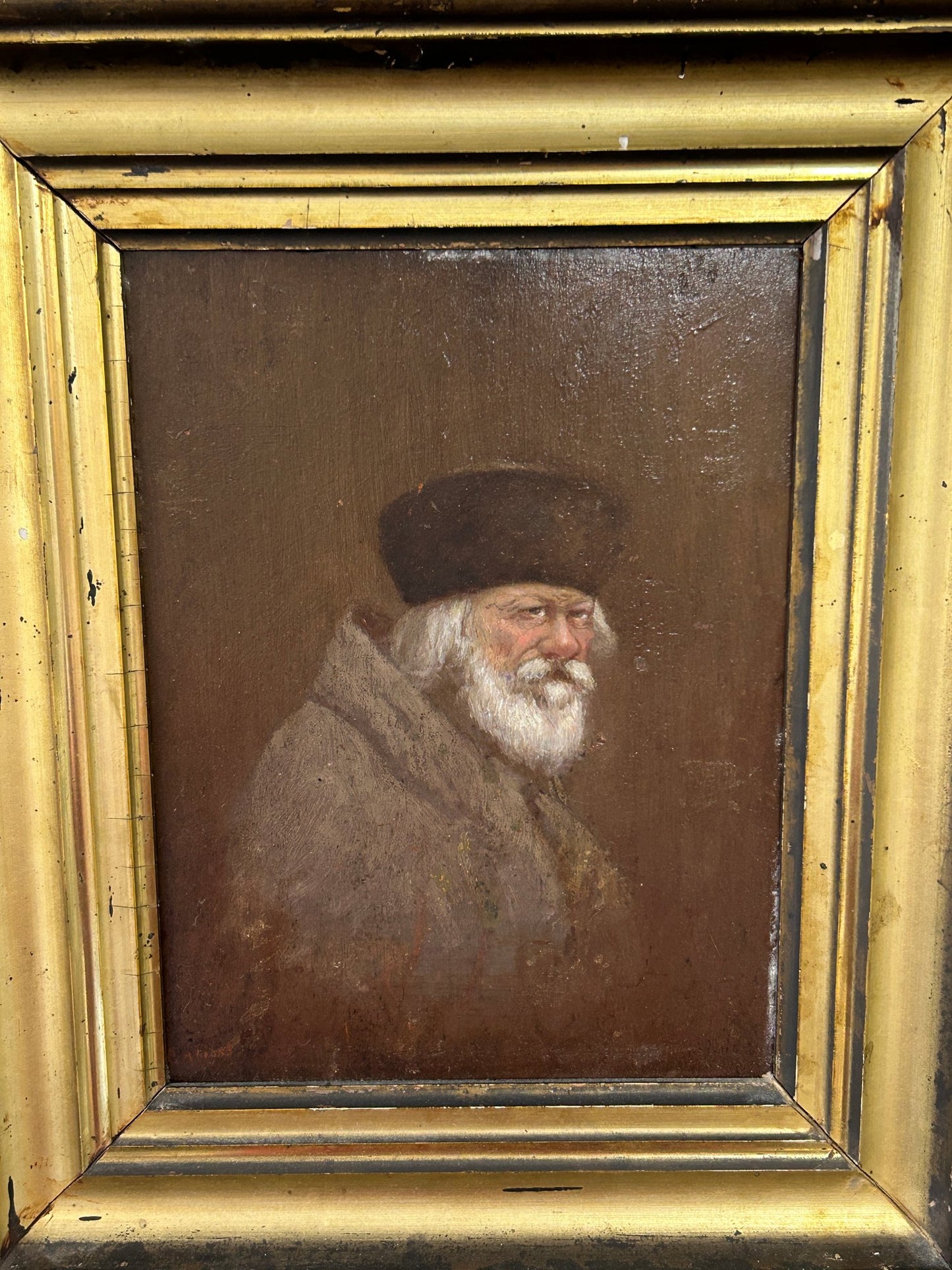 Portrait Of Bearded Man Signed G.A. Frost, Oil On Wood