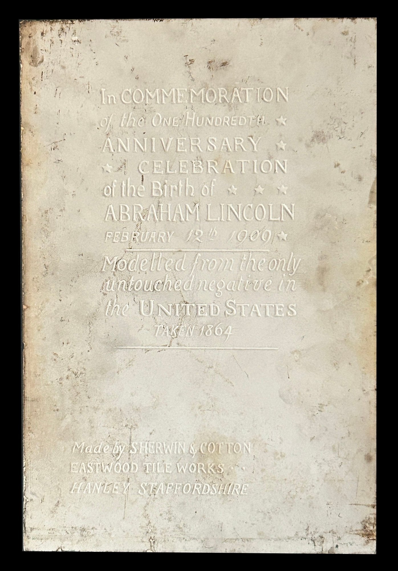 250716-21 RARE Abe Lincoln Birth Anniv. Tile