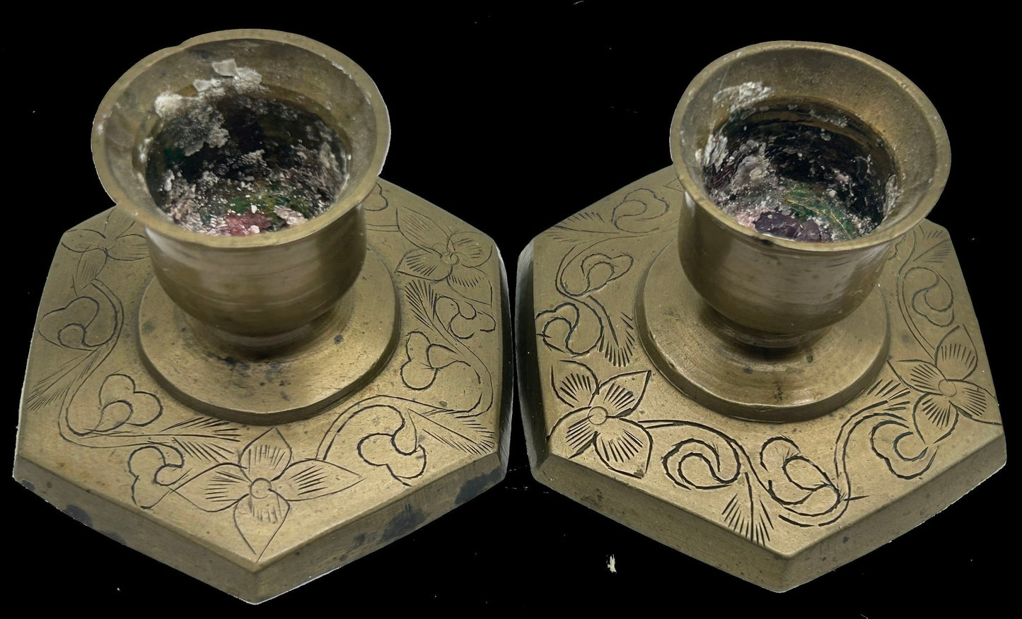 260520-8A Antique Pair Candlestick Holders