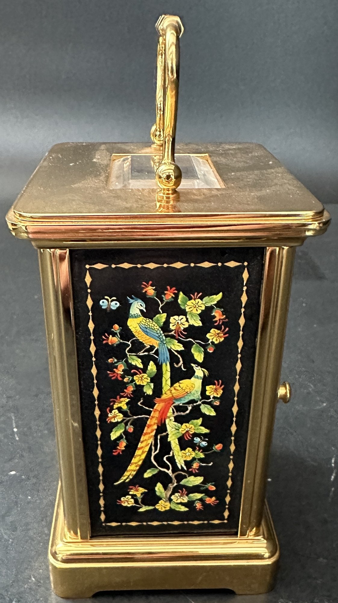 260211-7 Halcyon Days Enamel Carriage Clock With Key, Works