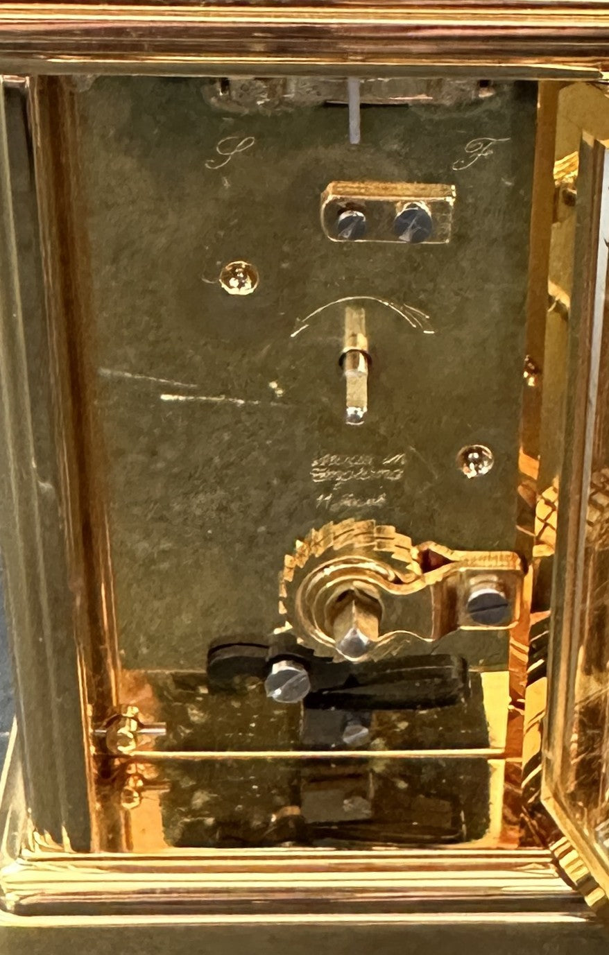 260211-7 Halcyon Days Enamel Carriage Clock With Key, Works