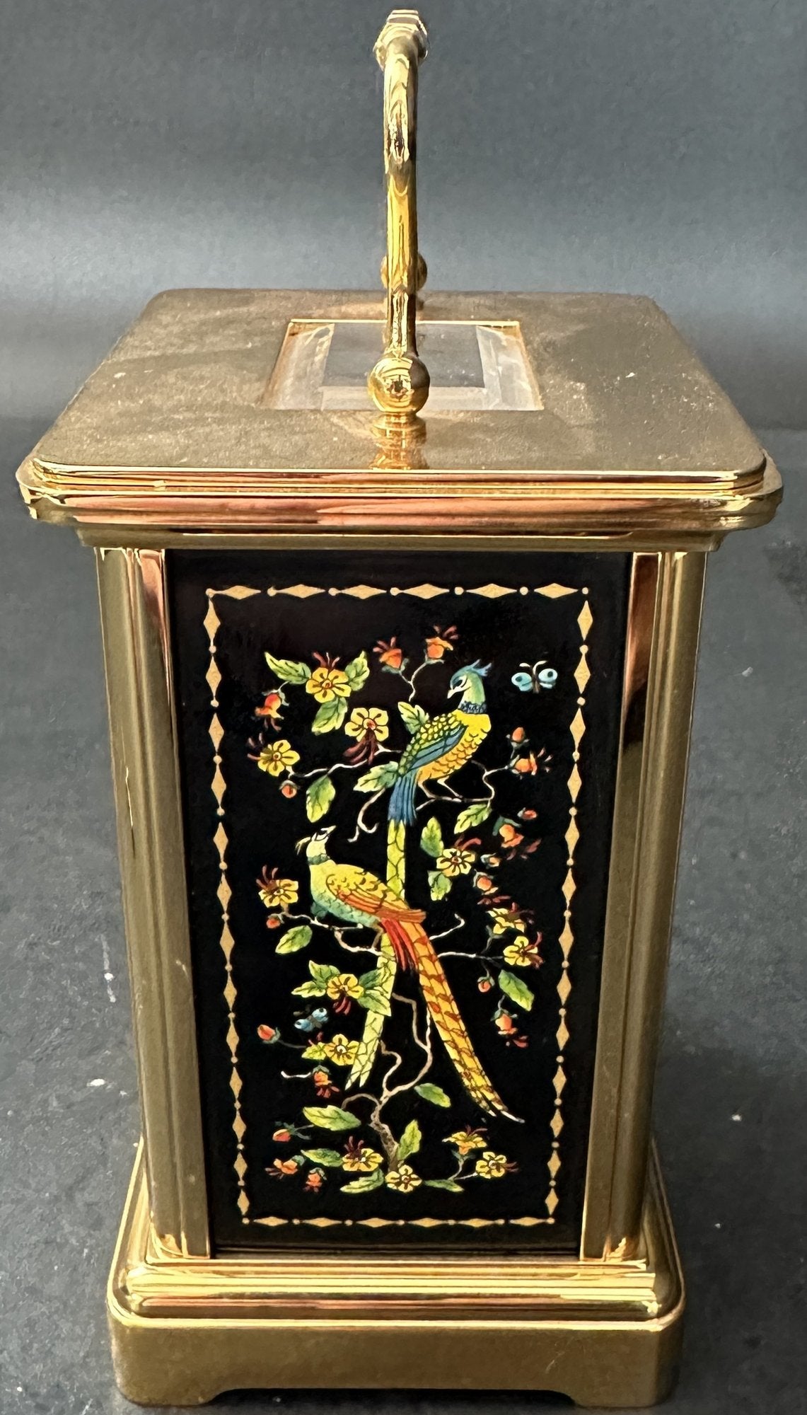 260211-7 Halcyon Days Enamel Carriage Clock With Key, Works