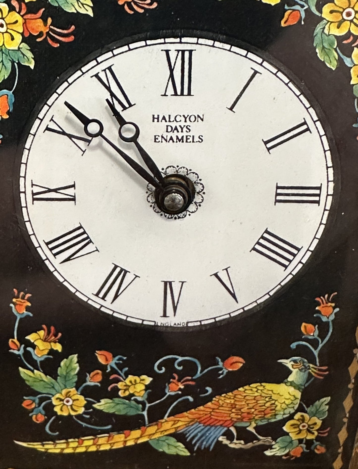 260211-7 Halcyon Days Enamel Carriage Clock With Key, Works