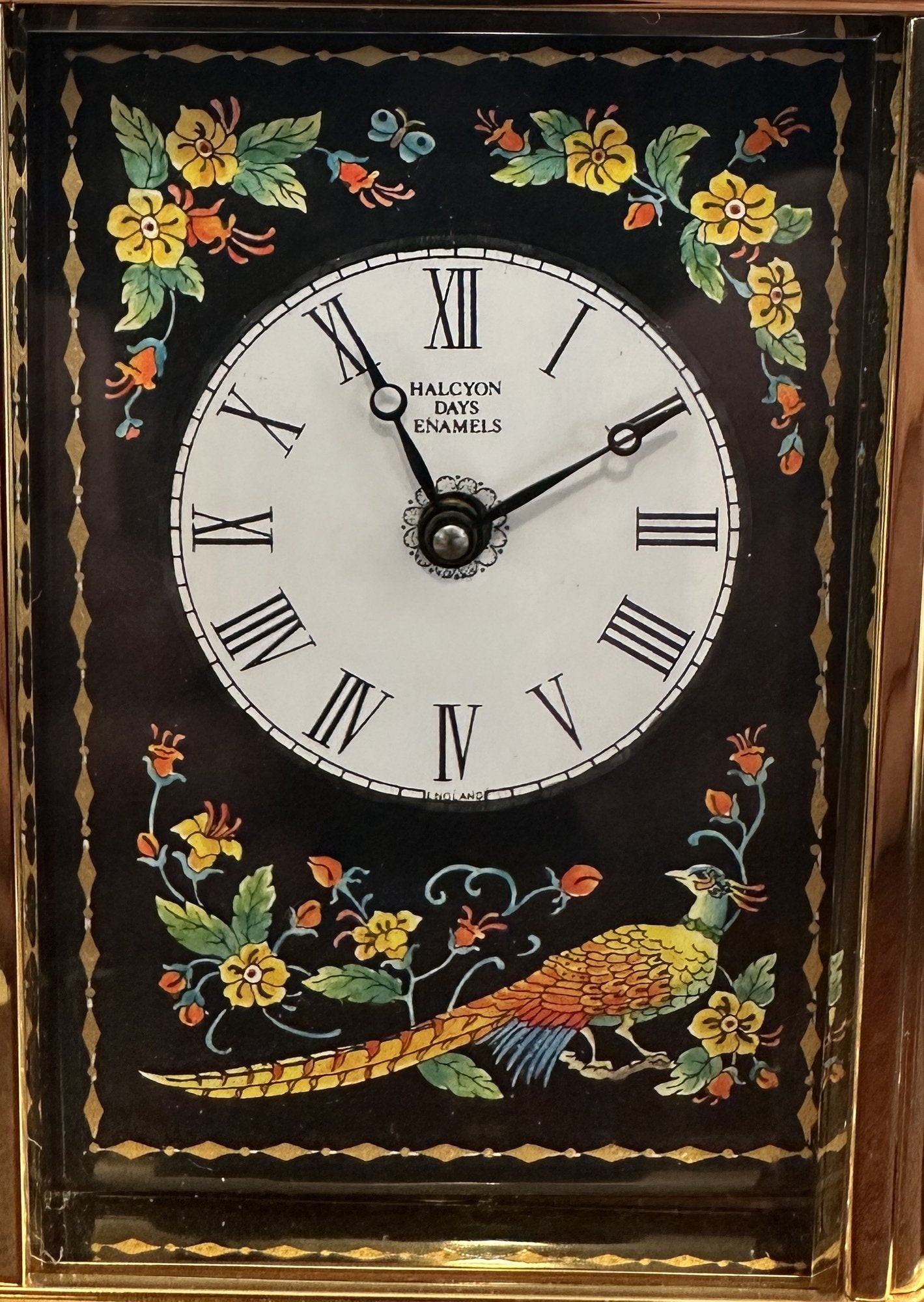 260211-7 Halcyon Days Enamel Carriage Clock With Key, Works
