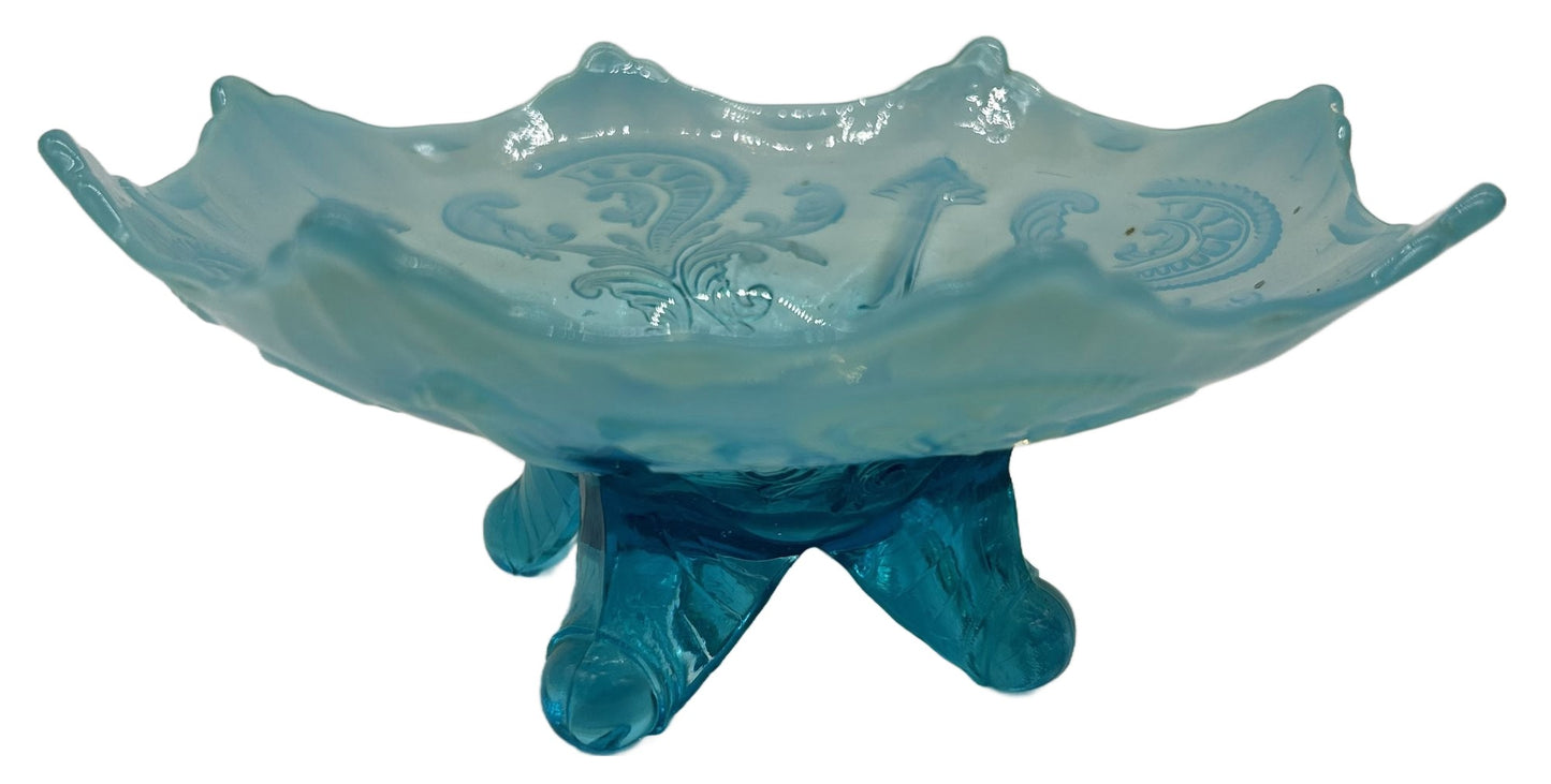 Blue Opalescent Foot Glassware Bowl