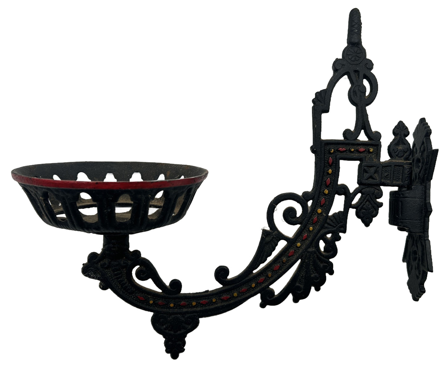 250514-11 Antique Cast Iron Kerosene Wall Lantern Holder