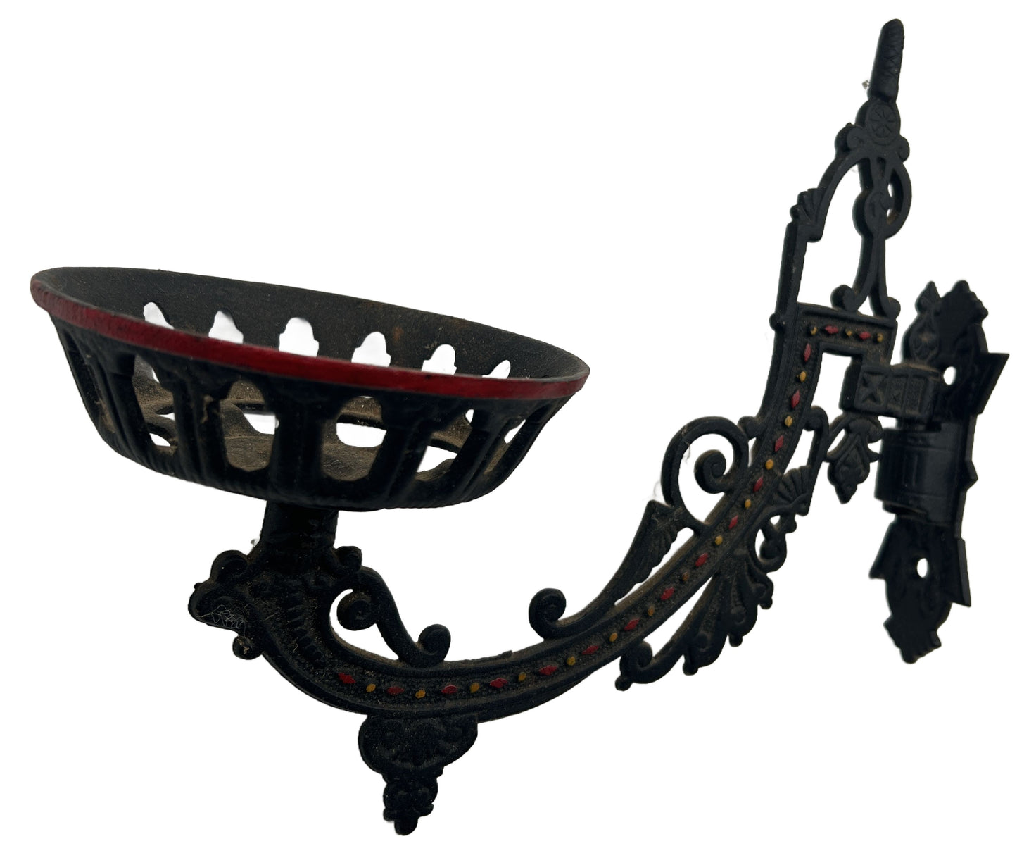 250514-11 Antique Cast Iron Kerosene Wall Lantern Holder