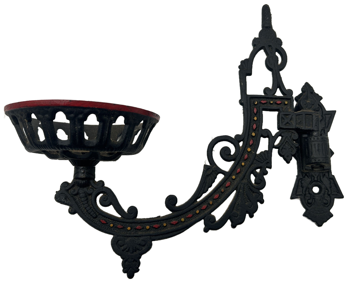 250514-11 Antique Cast Iron Kerosene Wall Lantern Holder