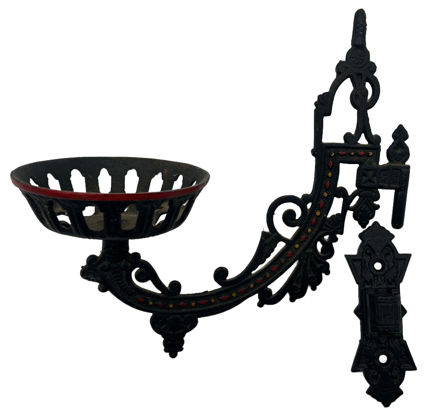 250514-11 Antique Cast Iron Kerosene Wall Lantern Holder