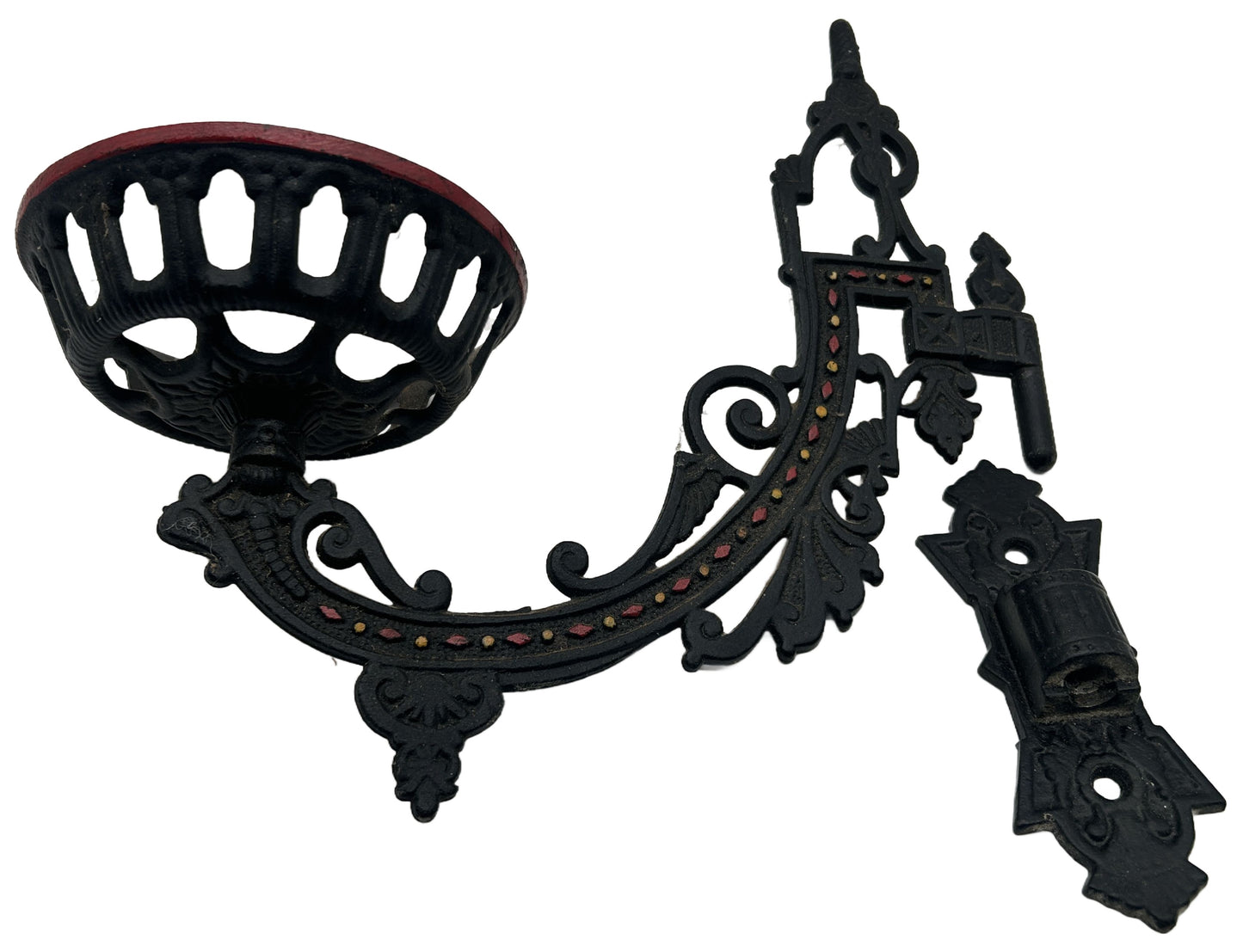 250514-11 Antique Cast Iron Kerosene Wall Lantern Holder