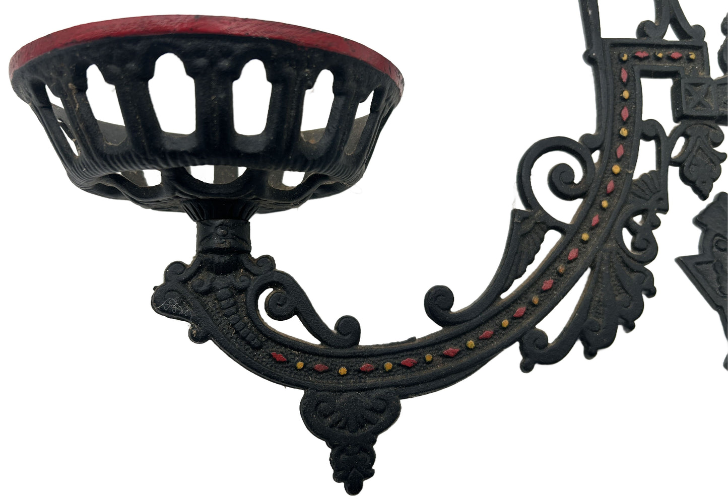 250514-11 Antique Cast Iron Kerosene Wall Lantern Holder