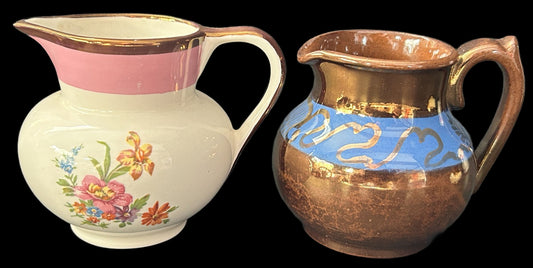 250716-28A Antique Copper & Blue Lusterware Creamer