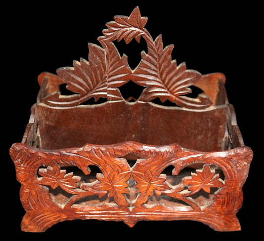 250625-3 Antique Carved Wooden Stereo Holder