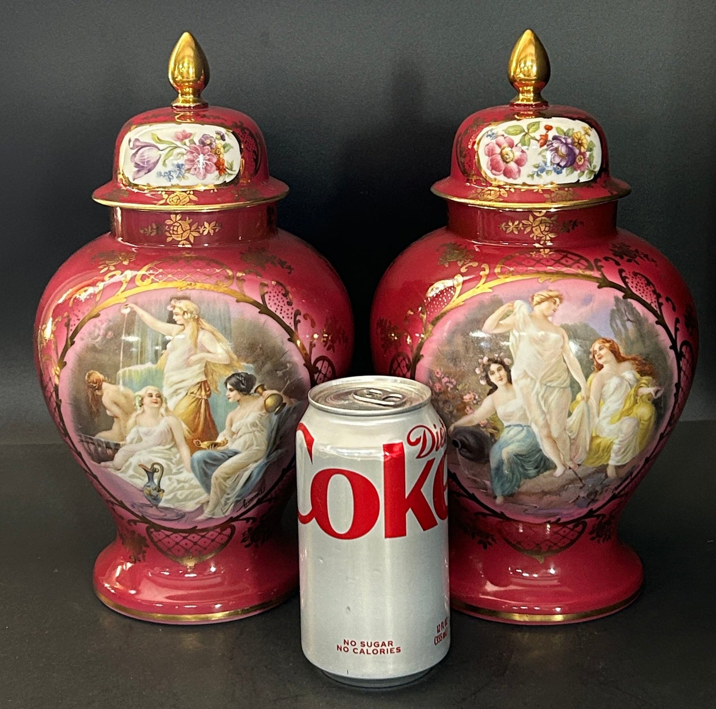 251105-12 Pair Neoclassical Lidded Ginger Jars