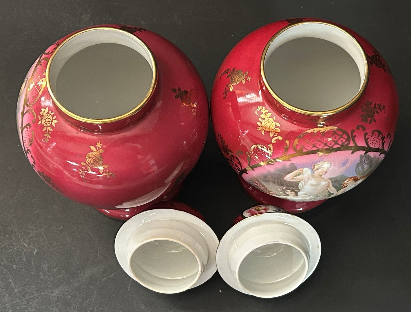 251105-12 Pair Neoclassical Lidded Ginger Jars