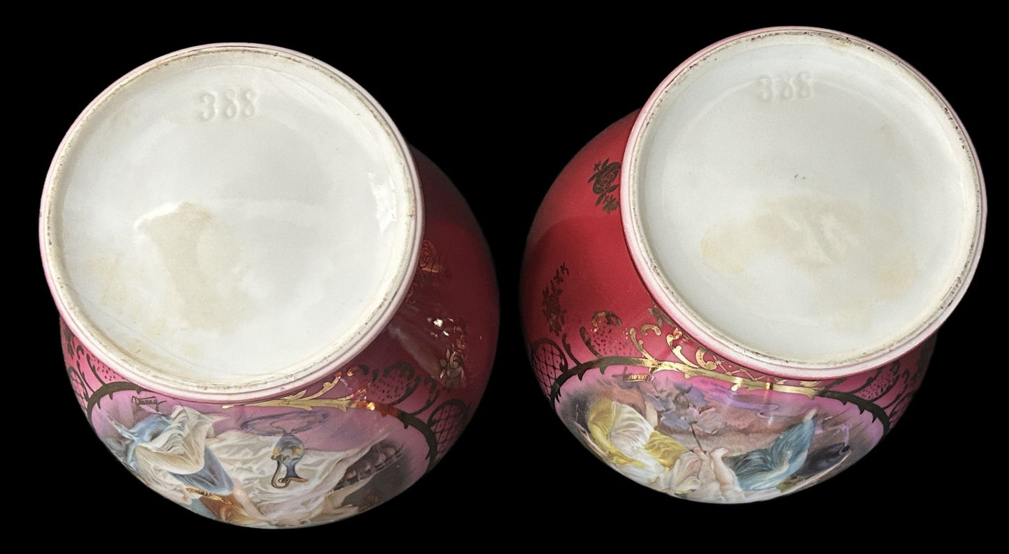 251105-12 Pair Neoclassical Lidded Ginger Jars