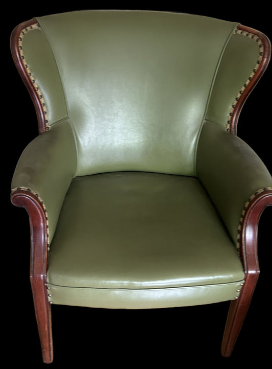 260520-10 MCM Leather Wing-Back Club Chair