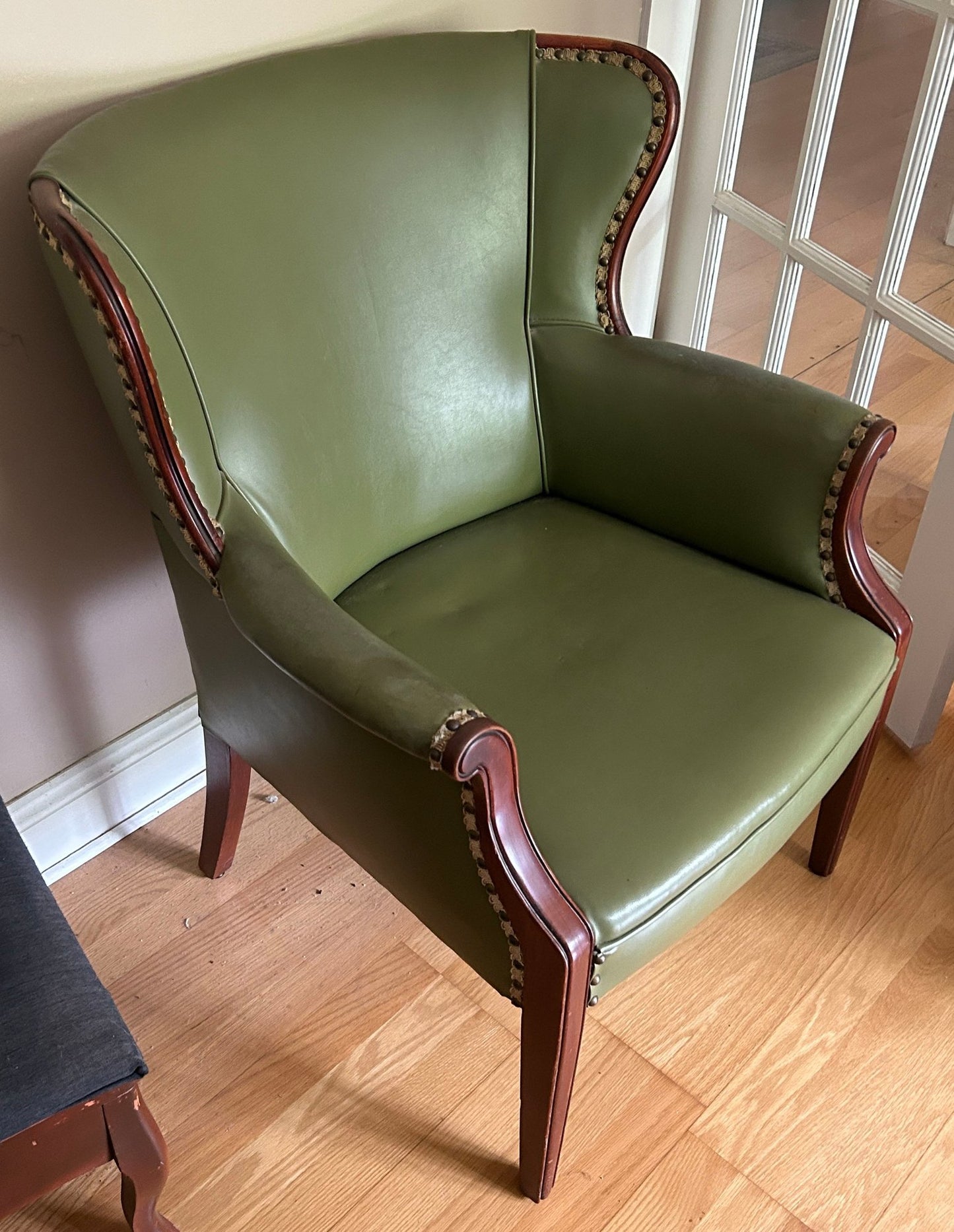 260520-10 MCM Leather Wing-Back Club Chair