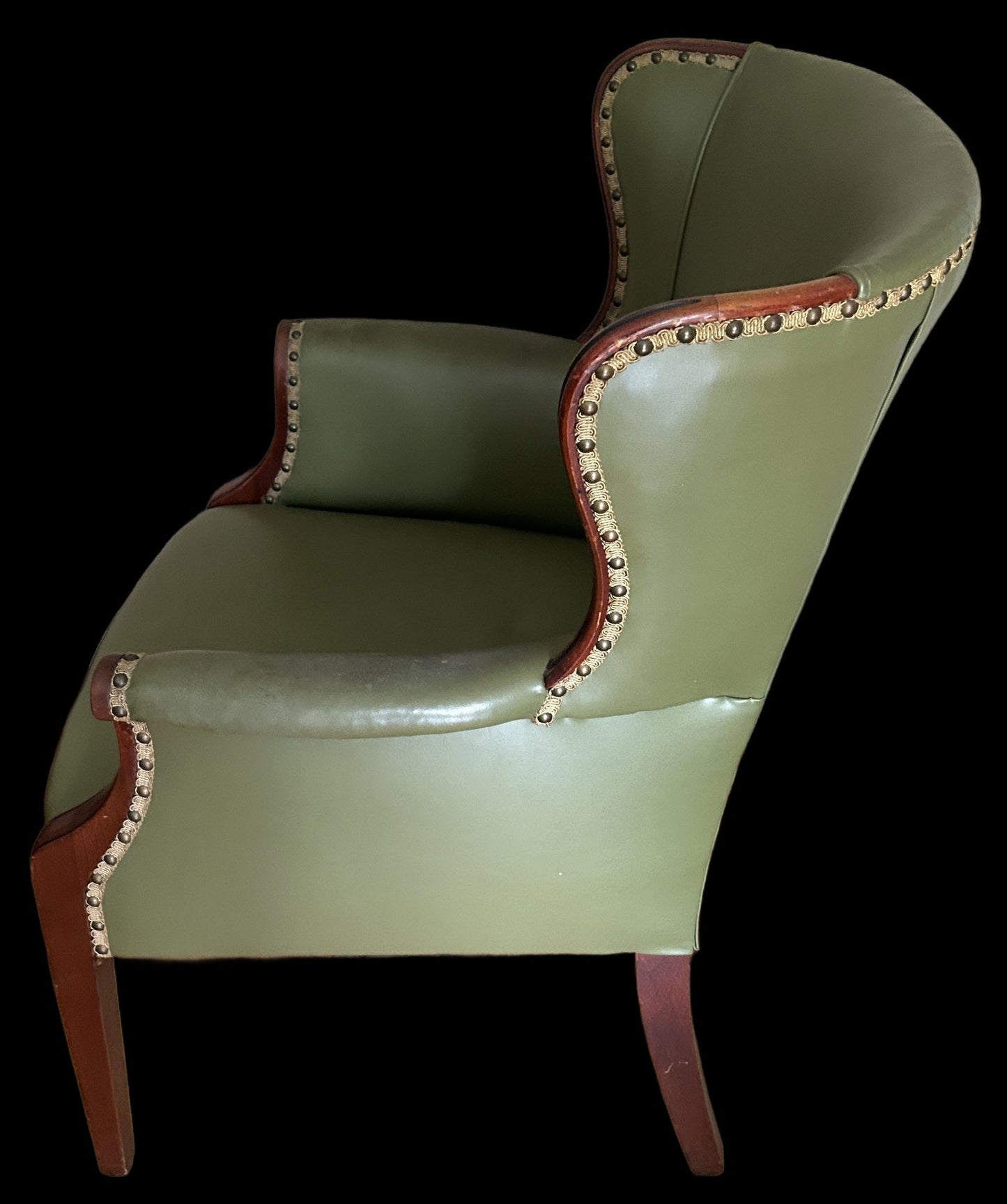 260520-10 MCM Leather Wing-Back Club Chair