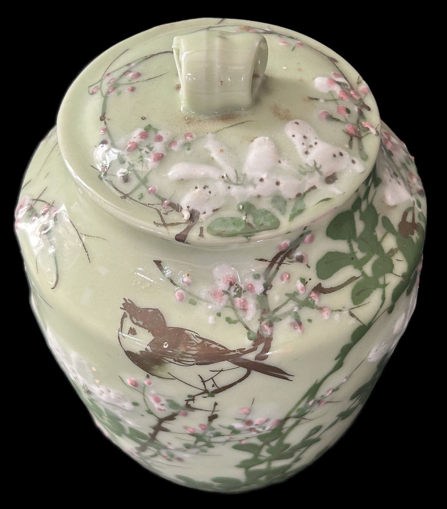 Antique Japanese Celadon Ginger Jar