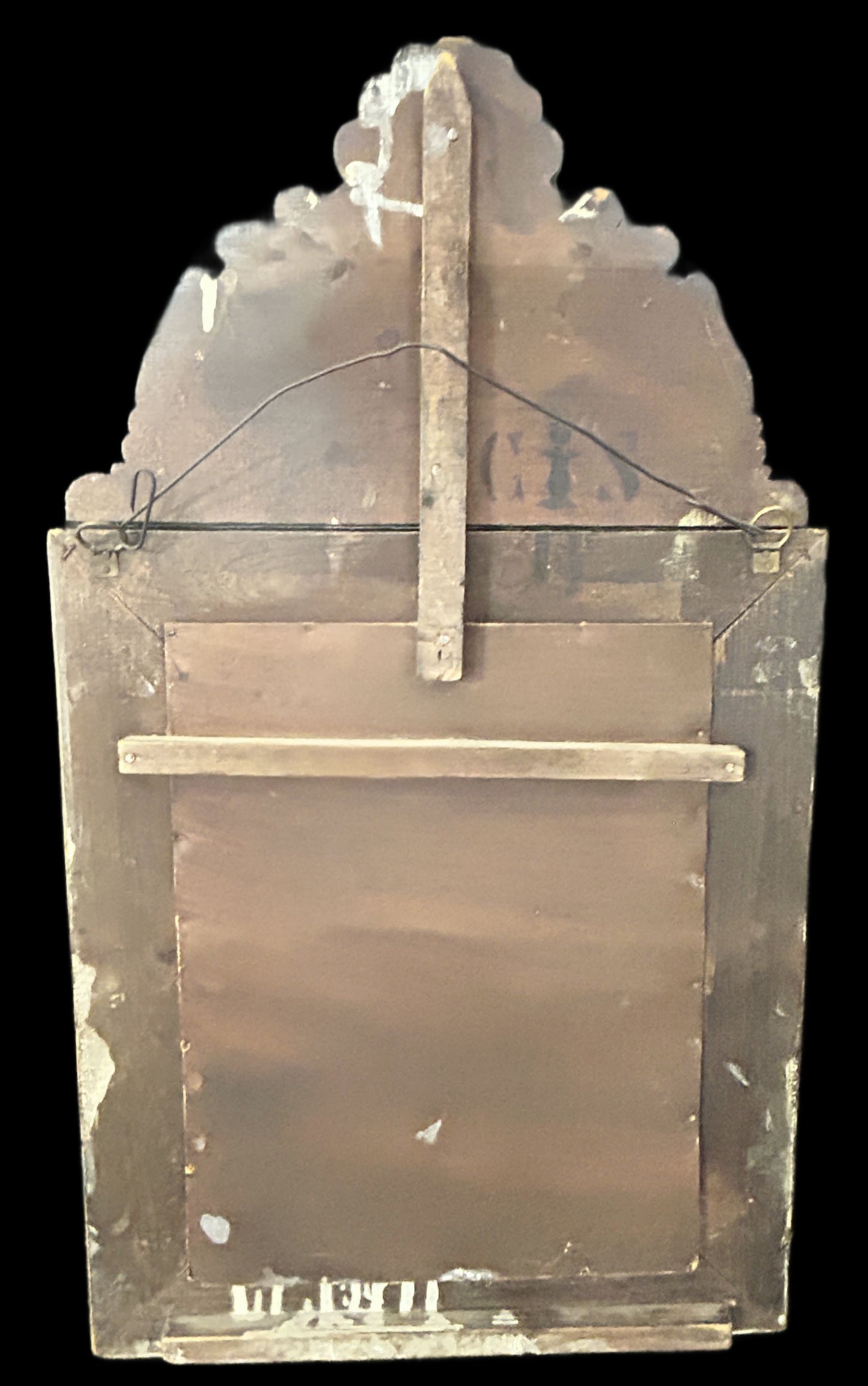 250514-12 Antique Repousse Brass Butlers Brush Cabinet