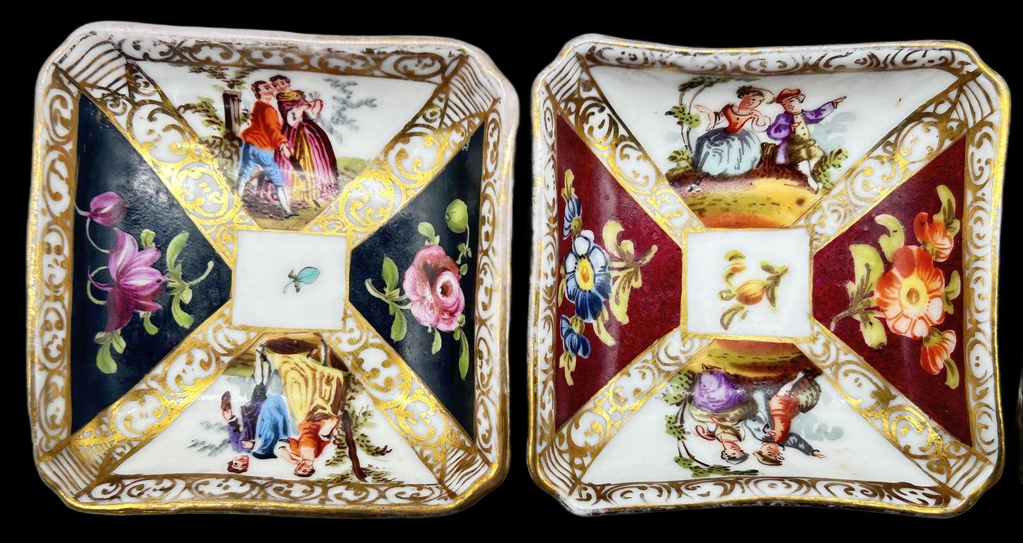 250514-13 Antique Boxed Set of 12 Dresden Quatrefoil Plates