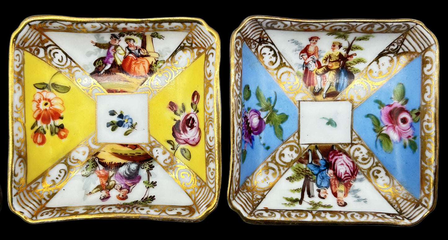 250514-13 Antique Boxed Set of 12 Dresden Quatrefoil Plates