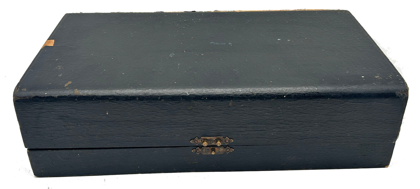 250514-13 Antique Boxed Set of 12 Dresden Quatrefoil Plates