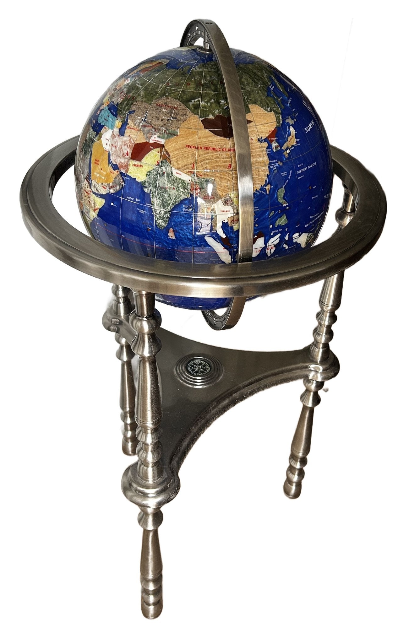 251105-15 Kalifano Gemstone World Globe on Stand
