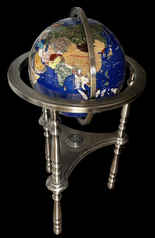 251105-15 Kalifano Gemstone World Globe on Stand
