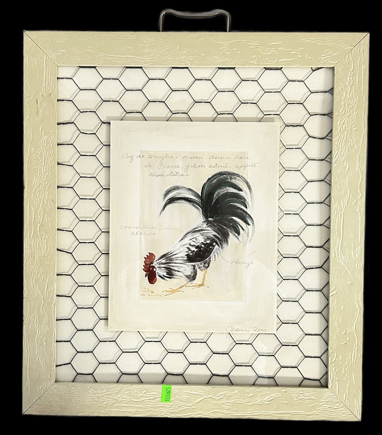 250806-4 Framed Rooster & Chicken Wire Print