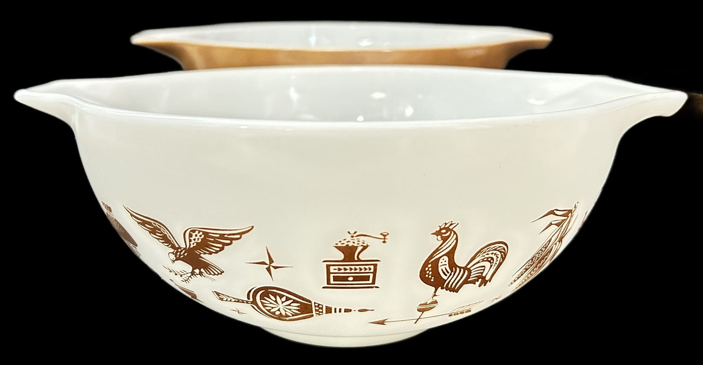 260211-11 Pyrex Early American 4pc Nesting Cinderella Bowl Set
