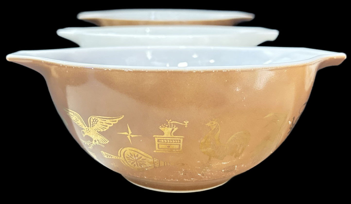 260211-11 Pyrex Early American 4pc Nesting Cinderella Bowl Set