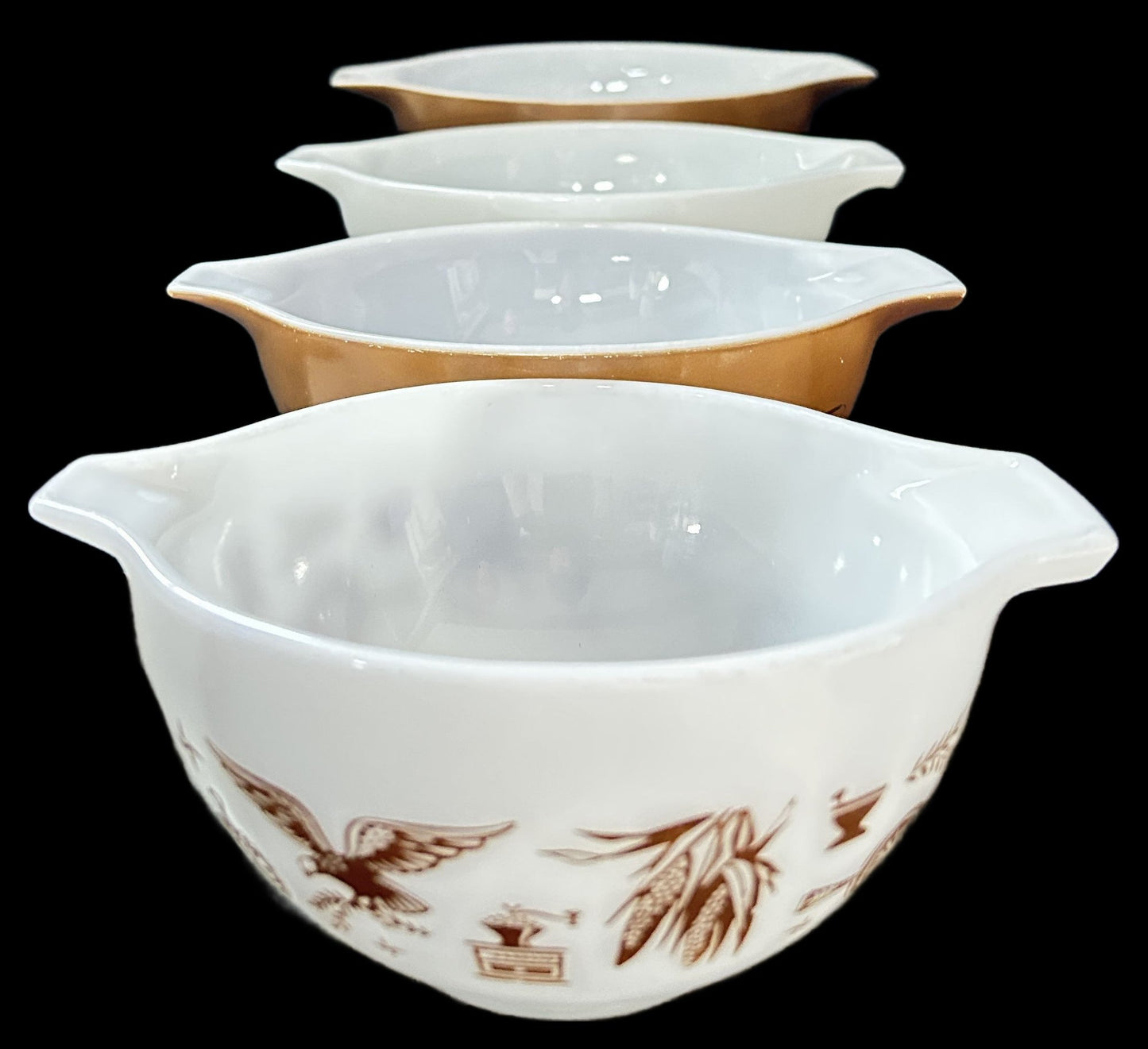 260211-11 Pyrex Early American 4pc Nesting Cinderella Bowl Set