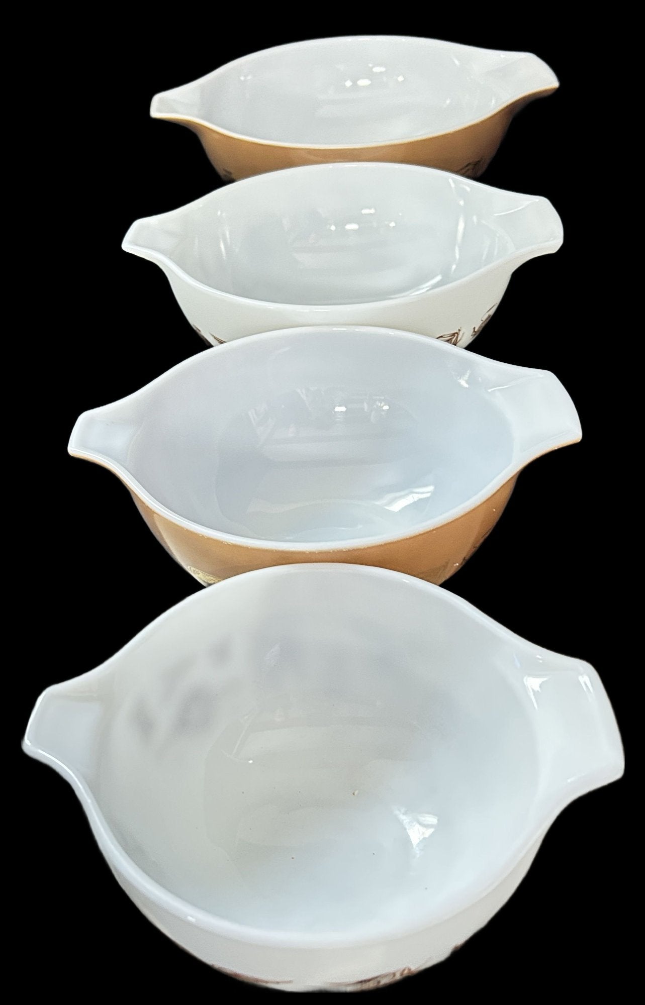 260211-11 Pyrex Early American 4pc Nesting Cinderella Bowl Set