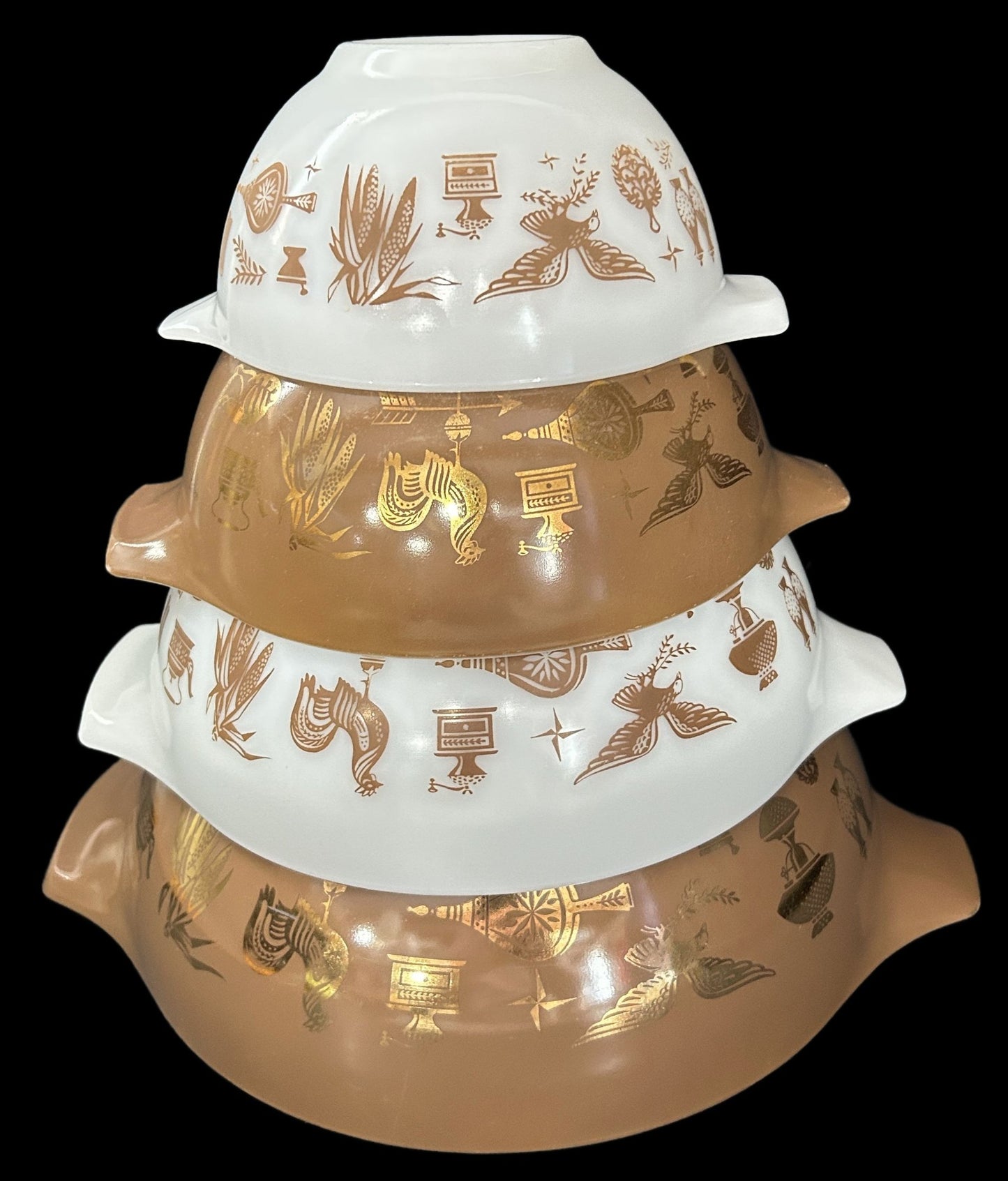 260211-11 Pyrex Early American 4pc Nesting Cinderella Bowl Set