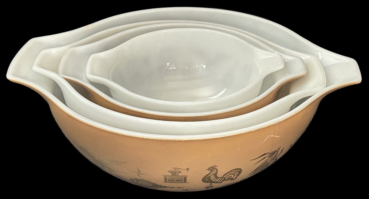 260211-11 Pyrex Early American 4pc Nesting Cinderella Bowl Set