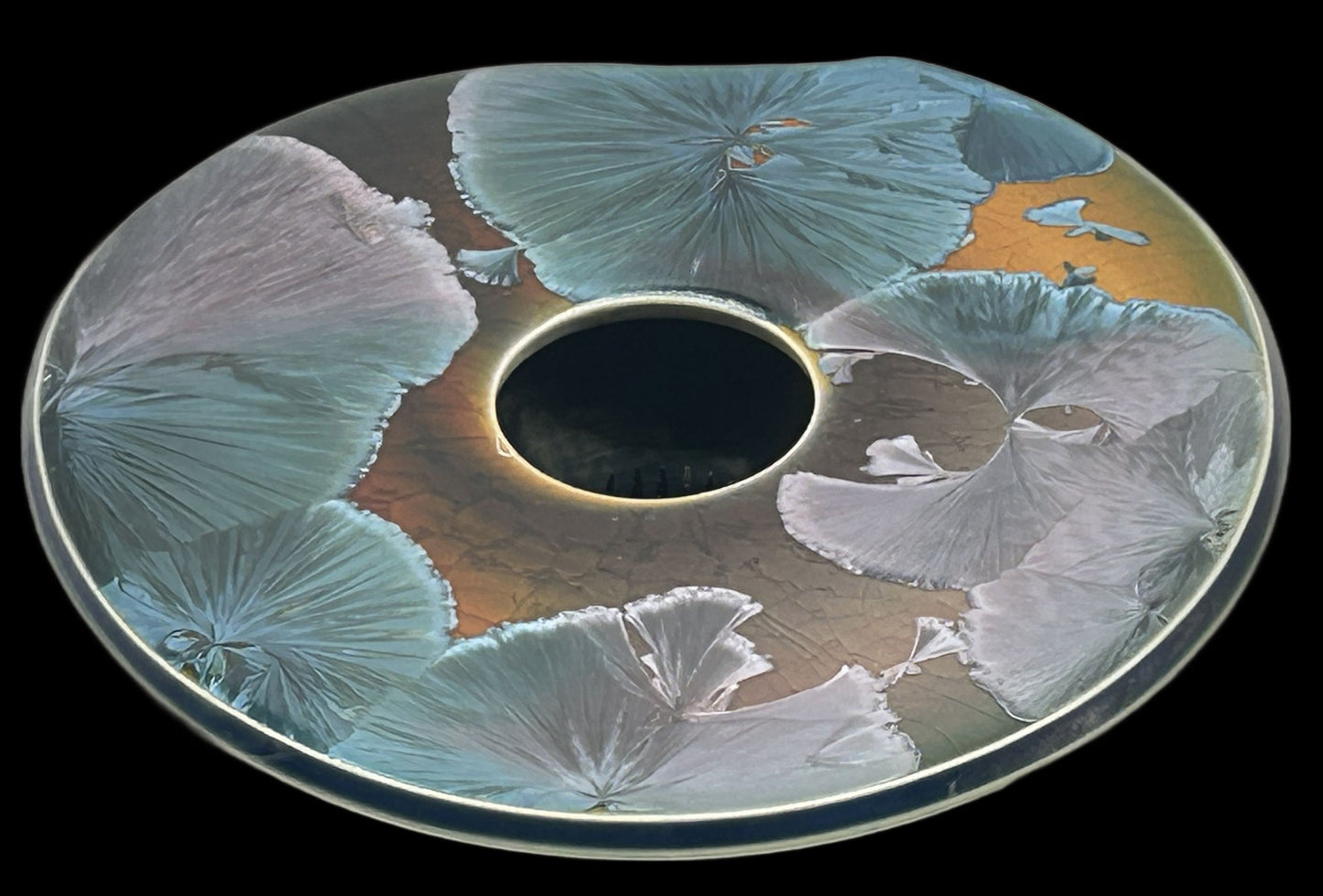 260211-12 Crystaline Ikebana Floral Pottery Vase With Built-In Frog