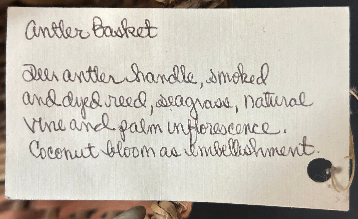 260211-13n Woven Bottock-Style Basket With Antler Handle