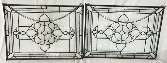 251105-17 Leaded Clear Glass Window In Metal Frame